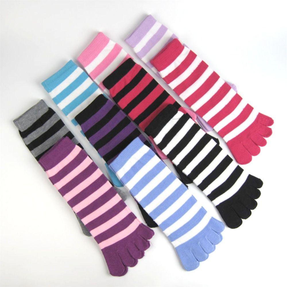 Cozy Colorful Hosiery Girls Floor Slippers Female Toe Separated Full Toe Socks Cotton Sock Stripe