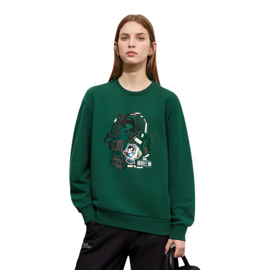 Adidas Neo Cartoon Anime Print Crewneck Sweatshirt Unisex Sweatshirt Green IB8895