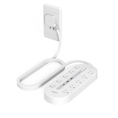 Удлинитель TESSAN с выключателем, шнур 2 м, тонкая вилка, USB, много розеток, 10 розеток AC, 3 порта USB, настольный удлинитель, возможность настенного монтажа, многоцелевой, OA,