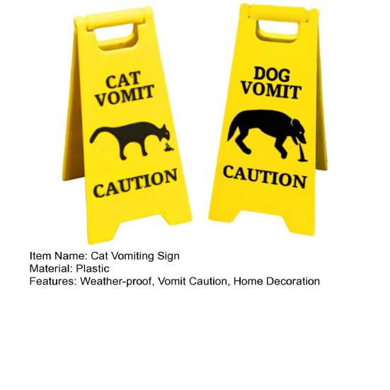 1/2Pcs Dog Cat Vomit Caution Sign Weather-proof Plastic Outdoor Garden Yard Lawn Pet Black Cat