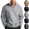 New American Sweatshirt Vintage Patchwork Embroidery Half Placket Men's Large Size Long Sleeve Sweatshirt