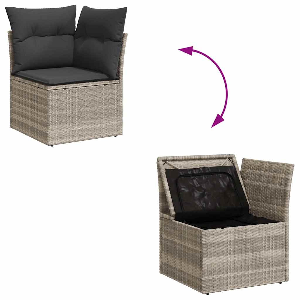 8 Piece Garden Sofa Set with Cushions Light Grey Poly Rattan