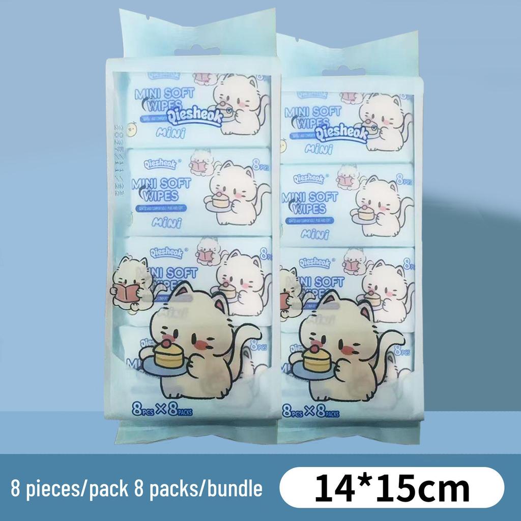Мини влажные салфетки дорожный набор: 8 детских салфеток в упаковке, специально для детских рук