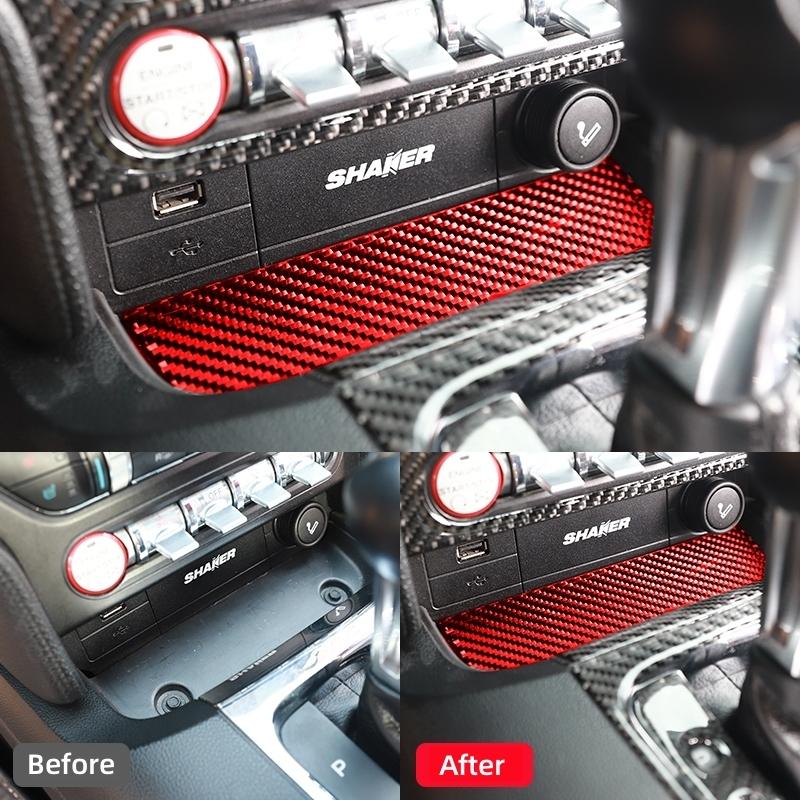 Для Ford Mustang GT 2015-2021 Аксессуары Карбоновый Стиль Интерьерный Ящик Для Хранения Автомобиля Отделка Крышка Отделка Наклейка Наклейка Украшение