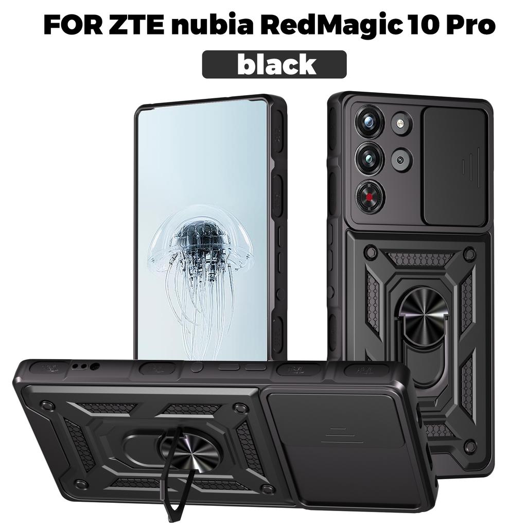 Чехол Funda для ZTE Redmagic 10 Pro Чехол со сдвижным кольцом-подставкой для камеры Защитная крышка для ZTE Red Magic 10 Pro Plus + Ударопрочный Чехол