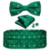 Barry.Wang Mens Cummerbund Belt and Bowtie Set Silk Pre Bow Tie Hanky Cufflink Set