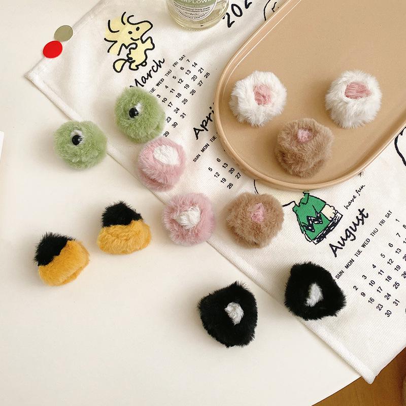 3D Плюшевые Заколки для Волос с Кошачьими Ушками - Милые Аксессуары для Челки в Японском Стиле