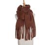 European and American Style Women's Solid Color Shawl Autumn Winter Long Tassel Scarf Thicken Warm Pashmina
