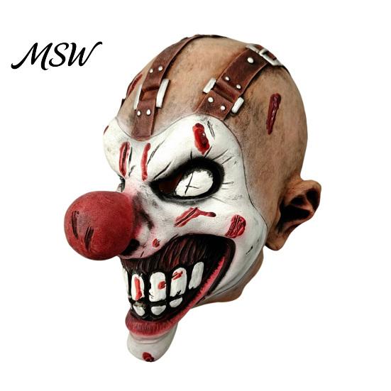 Elastic Comfortable Fit Headgear Halloween Clown Mask, Realistic Latex Horror Scary Mask with for Red Nose Haunted House Cosplay Parties Costume
