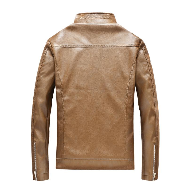 New Men's Jacket Casual Leather Jacket Trendy Jacket Korean Version Stand-up Collar Pu Jacket Men