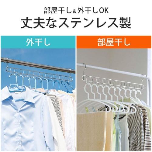 Shimomura Kihan 10-Row Hanger Set (2-Pack) [Made In Japan] Evenly Spaced Clothes Hangers, Prevents Sloping, Collects Clothes, Suitable for Bathroom Dr