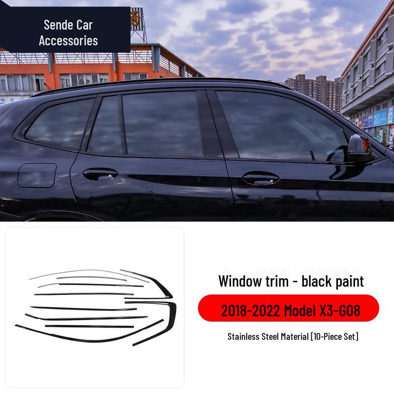 Черная накладка на оконный проем и дверную раму для BMW 3, 5 серии, X3, X5, X6 - Декоративная черная версия 'Воин'.