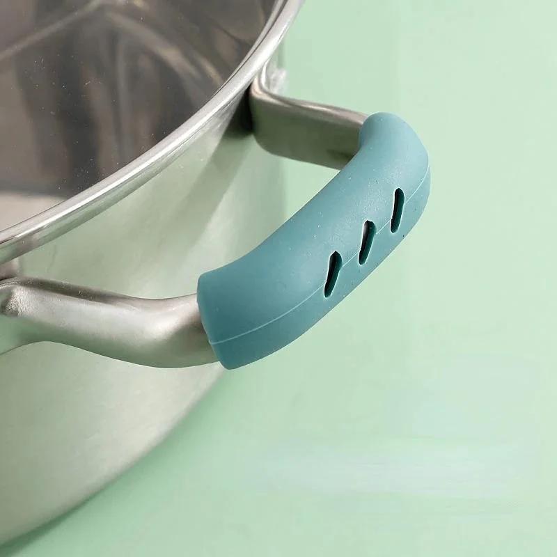 Silicone Pan Handle Cover Heat Insulation Covers Pot Ear Clip Steamer Casserole Pan Handle Holder Non-slip Kitchen Tools