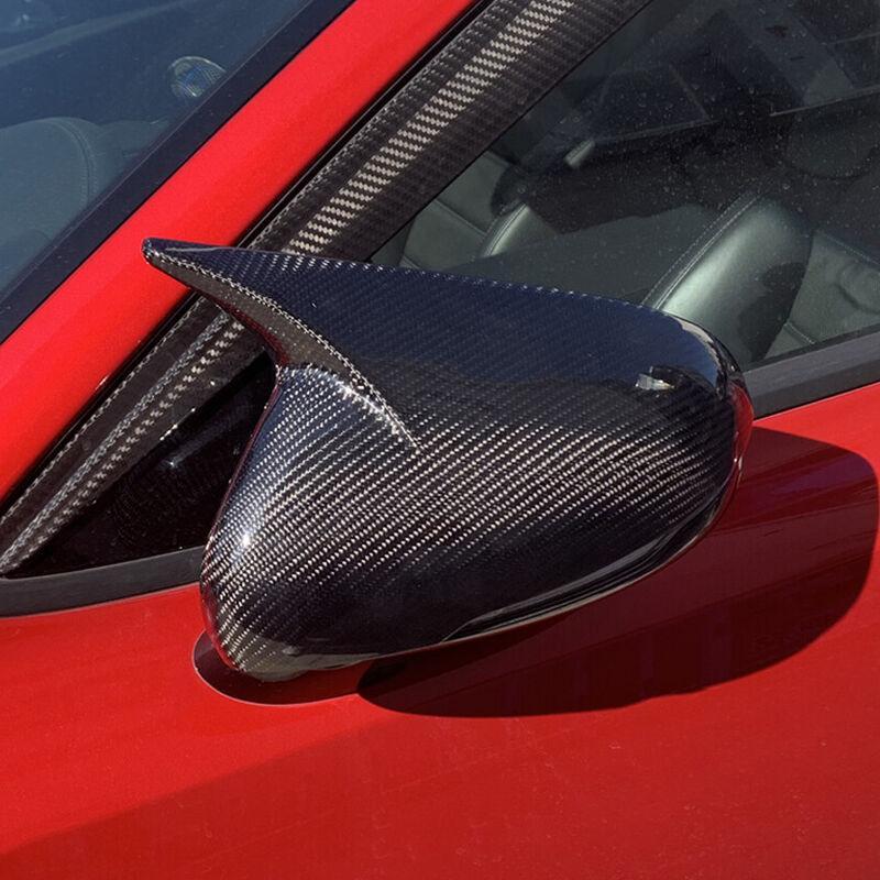 1 Pair Black Carbon Fiber Style OX Horn Side Rearview Mirror Cover Trim Fit for Kia Stinger 2018 New