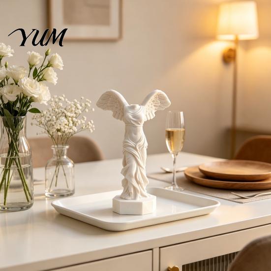 Artistic Shelf Decoration Goddess of Victory Figurine, 3D Printed Greek Winged Minimalist PLA Figurine Statue, Sculpture for Home Office Desk