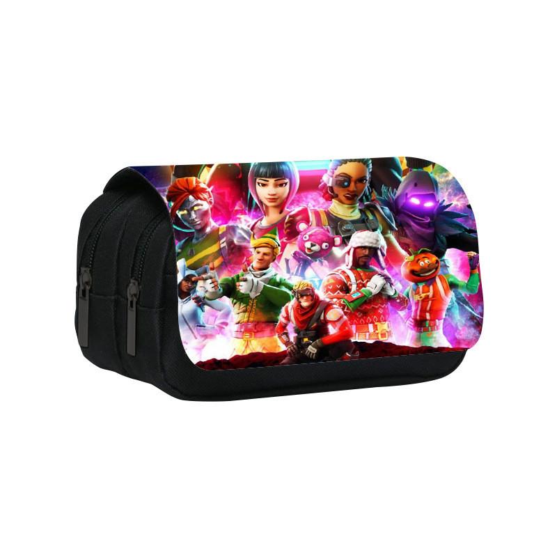 Fortnite Double Layer Pencil Bag With Nylon Material For Children Students And Stationery Storage