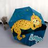 1pc Leopard Night Automatic Folding Umbrella - Compact 8-Rib Design, Durable Plastic & Iron, Lightweight for Outdoor Daily Use079
