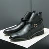 Модные роскошные мужские кожаные сапоги, модные заостренные носки с пряжкой, повседневные кожаные сапоги, модные высокие сапоги для вечеринок, туфли-лодочки