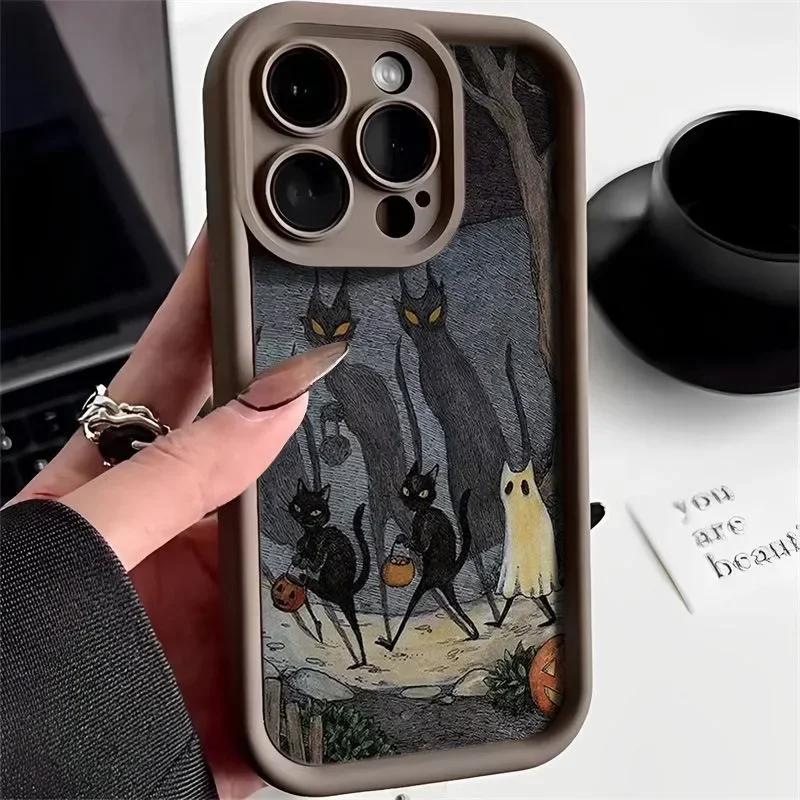 Темный Забавный Монстр Кот Лиса Креативный Чехол для Телефона Для iPhone 17 16 15 14 13 11 12 Pro Max 7 8 Plus X XS XR Ударопрочная Задняя Крышка