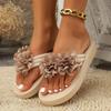 New Large Platform Flip-flops Solid Color Flower Fashion Retro Flip-flops