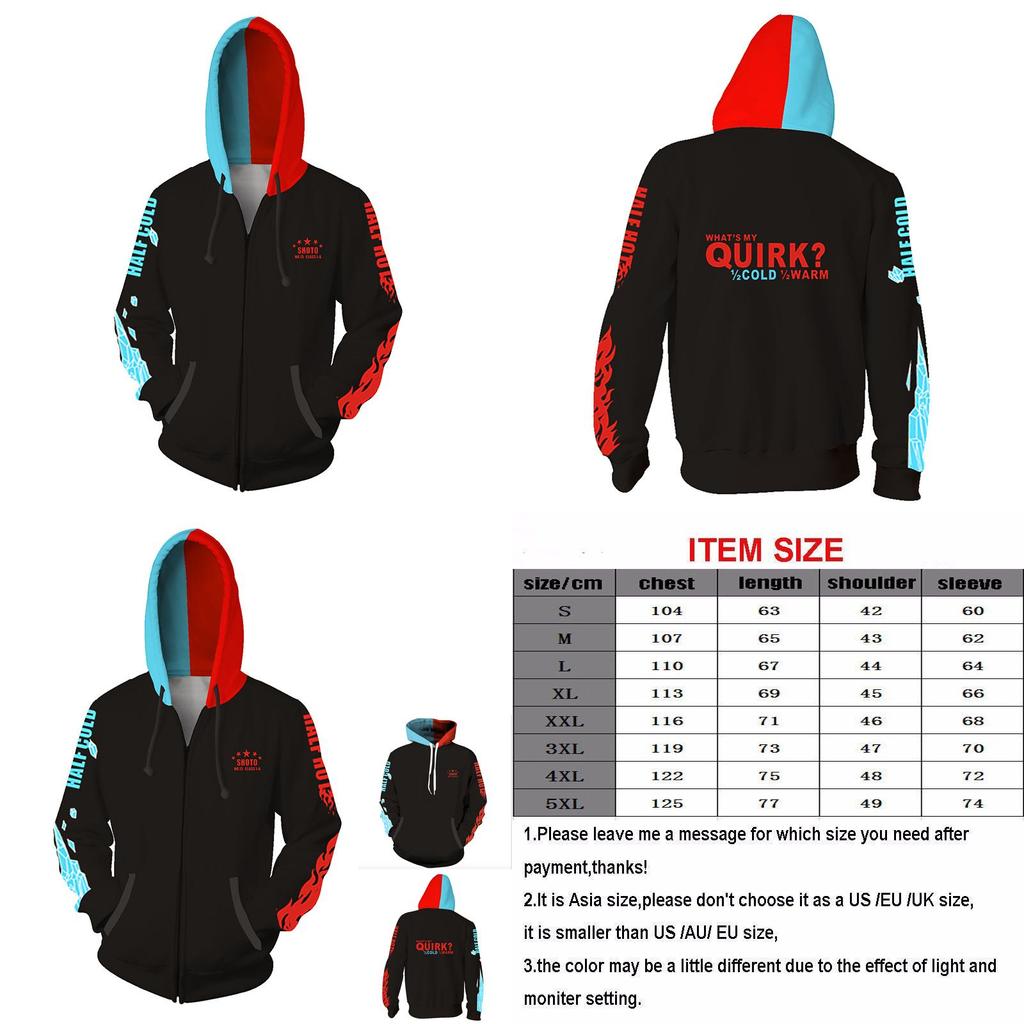 Hoodies Boku No Todoroki Shoto Zip Up Coat Cosplay Outwear