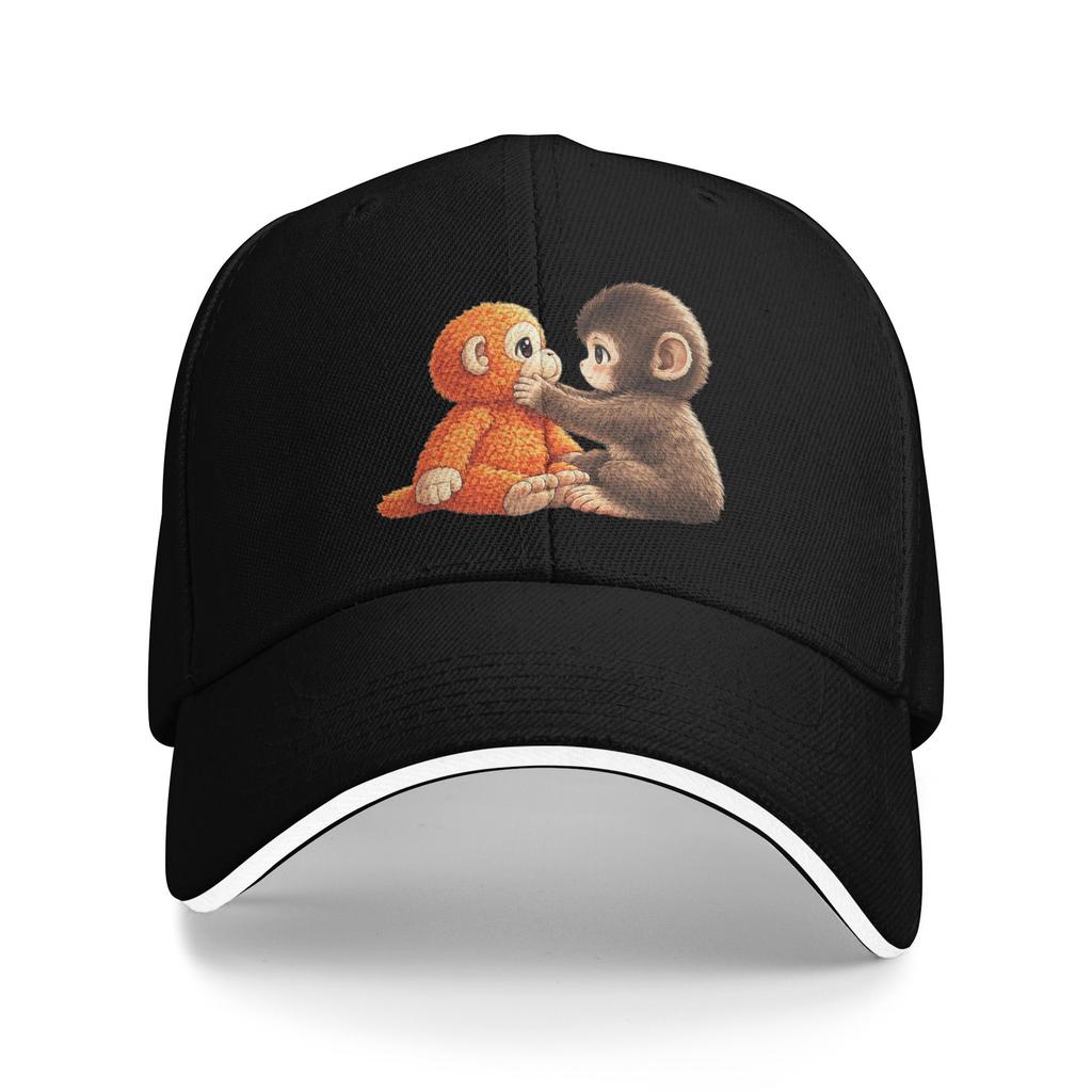 Cute Baby Monkey Punch Sad Little Punch Big Love Baseball Cap Retro Trucker Hat Summer Unisex Unisex Running Hippie Baseball Caps