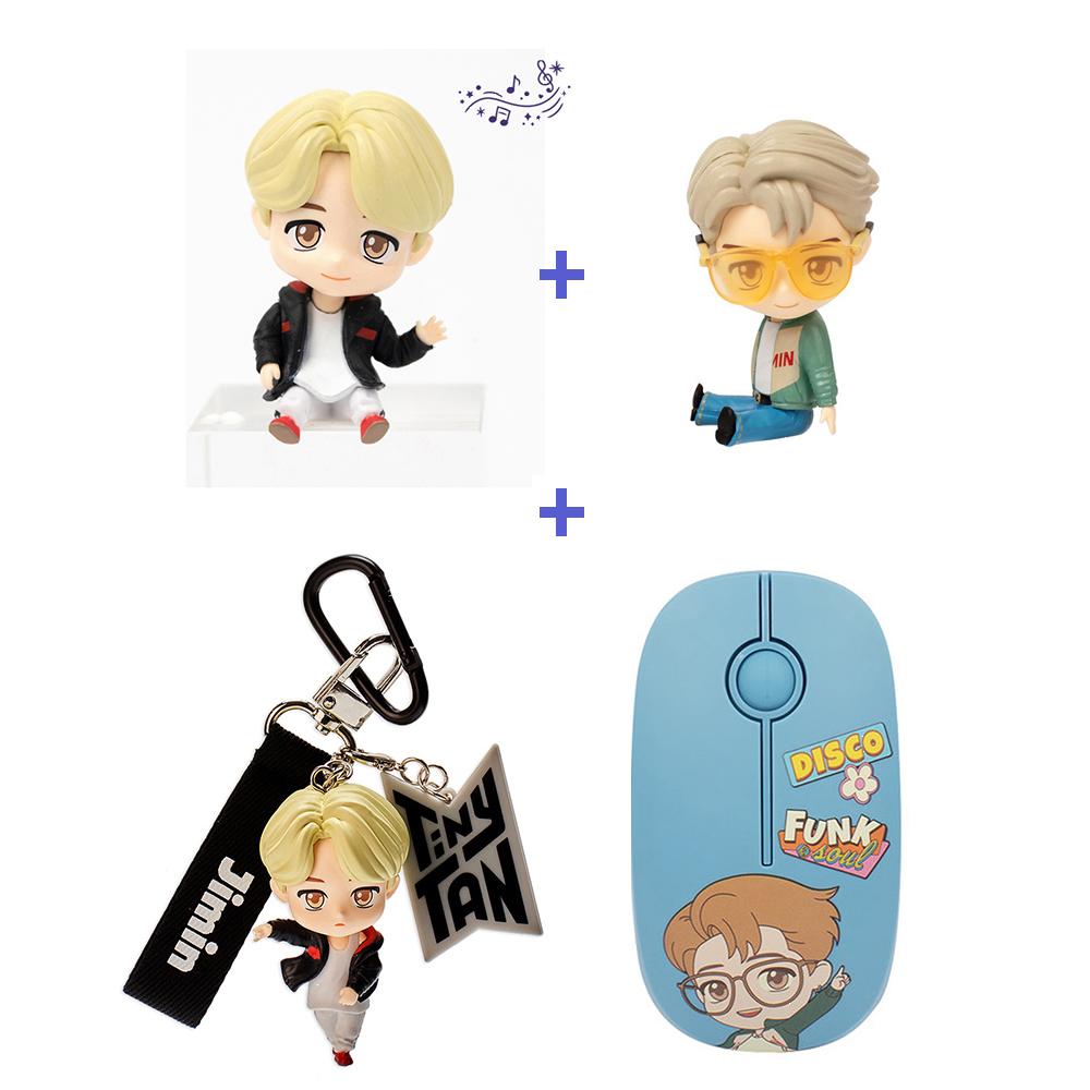 BTS (Бантан мальчики) 2 фигурки монитора + 1 кольцо для ключей + 1 комплект беспроводной мыши, TinyTan, официальный, оригинальный, подлинный, KPOP, idol