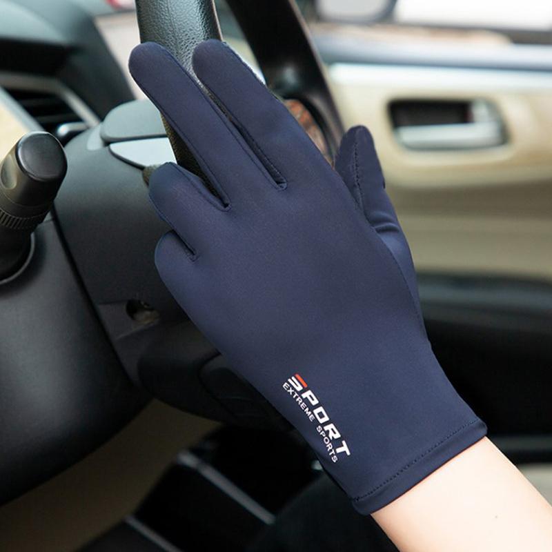 Летние мужские перчатки из ледяного шелка с защитой от солнца, перчатки для вождения, перчатки для рыбалки, дышащие перчатки для велоспорта и пеших прогулок, перчатки с полными пальцами