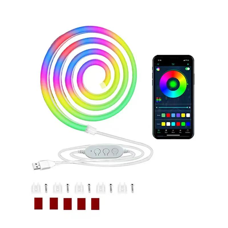 Led Neon Rope Lights App/Remote,Flexible IP68 Outdoor RGB Light Waterproof,Music Sync Gaming Strip Lamp for Bedroom Indoor