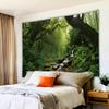Гобелен с лесным принтом, эстетический дизайн дерева, растения, зеленый гобелен, декор комнаты Эстетический гобелен настенный