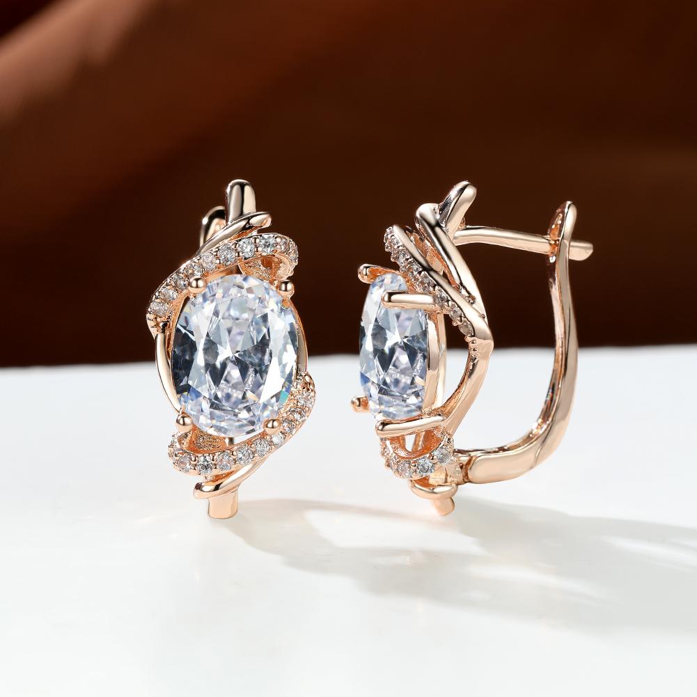 1 пара золотистого цвета Vine Geometry Round Oval Cut Pink Purple White Aqua Stone Party Серьги-кольца с камнем по рождению Висячие серьги Ювелирные изделия