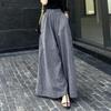 Women Casual Elastic Waist Loose Plaid Wide Leg Pants