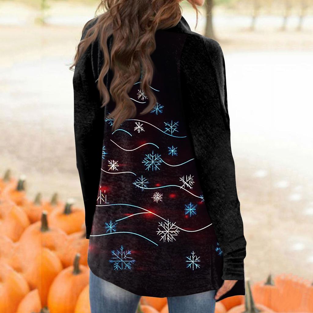 Women's Fashion Casual Printed Medium Length Cardigan Jacket Coat