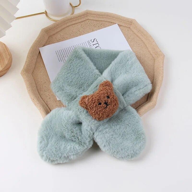 Kawaii детские шарфы, милые шали с куклой-медведем из мультфильма для маленьких мальчиков и девочек, милый шарф, осенне-зимняя теплая детская одежда, аксессуары