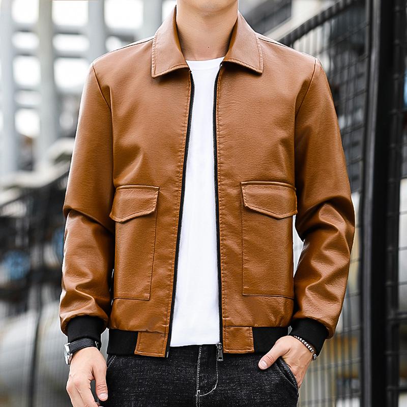 Осенне-зимнее новое кожаное пальто, мужская корейская версия, трендовая повседневная плюшевая мужская красивая кожаная куртка, пальто, мужская одежда