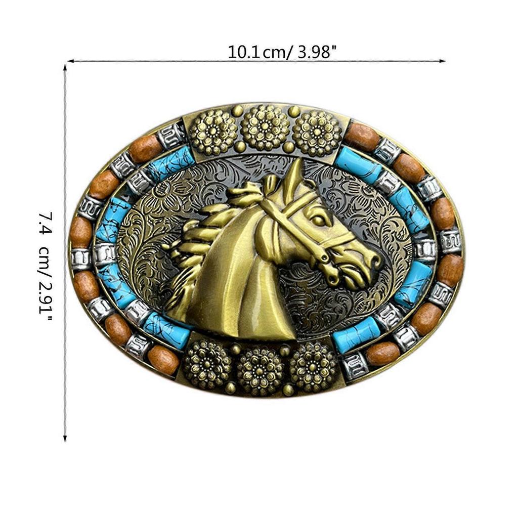 Western Cowboy Carved Belt Buckle Metal Ethnic Style Personality Rock Belt Link Buckle Unisex Belt Buckle DIY Supplies