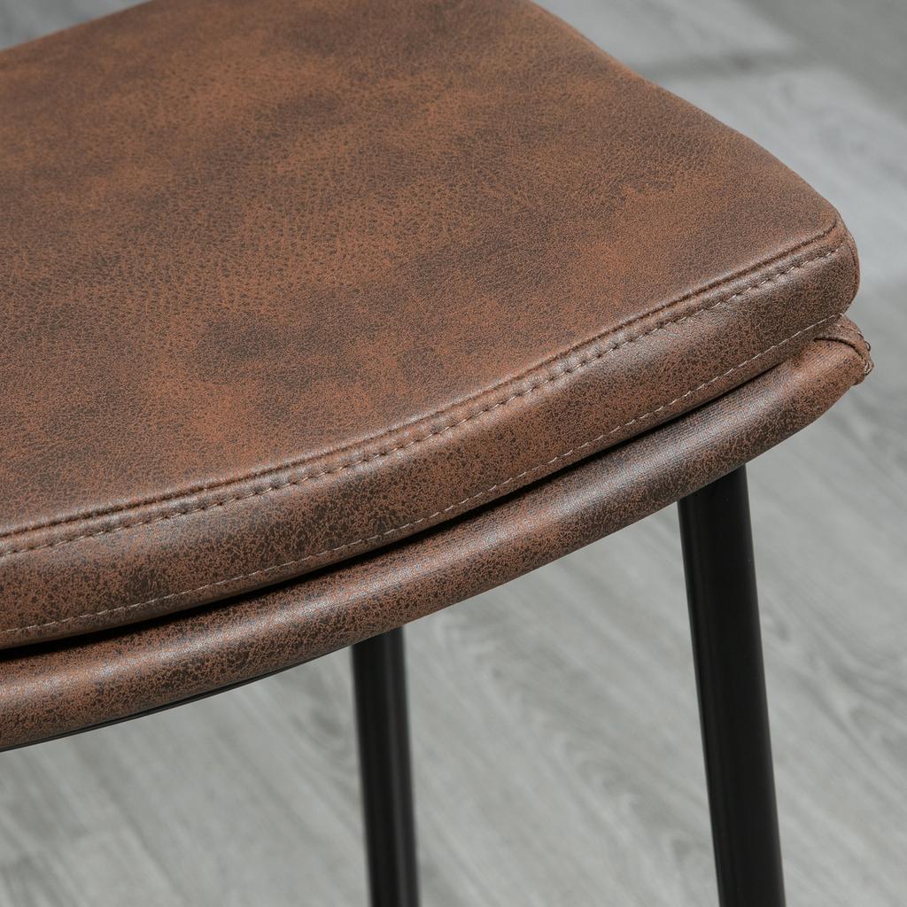 Set of 2 bar stools with steel footrest industrial style curved seat 48.5 x 38.5 x 68.5 cm brown black