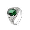 Fashion Cool Oval Emerald Green Rhinestone Alloy Finger Ring Men's Jewelry Gift
