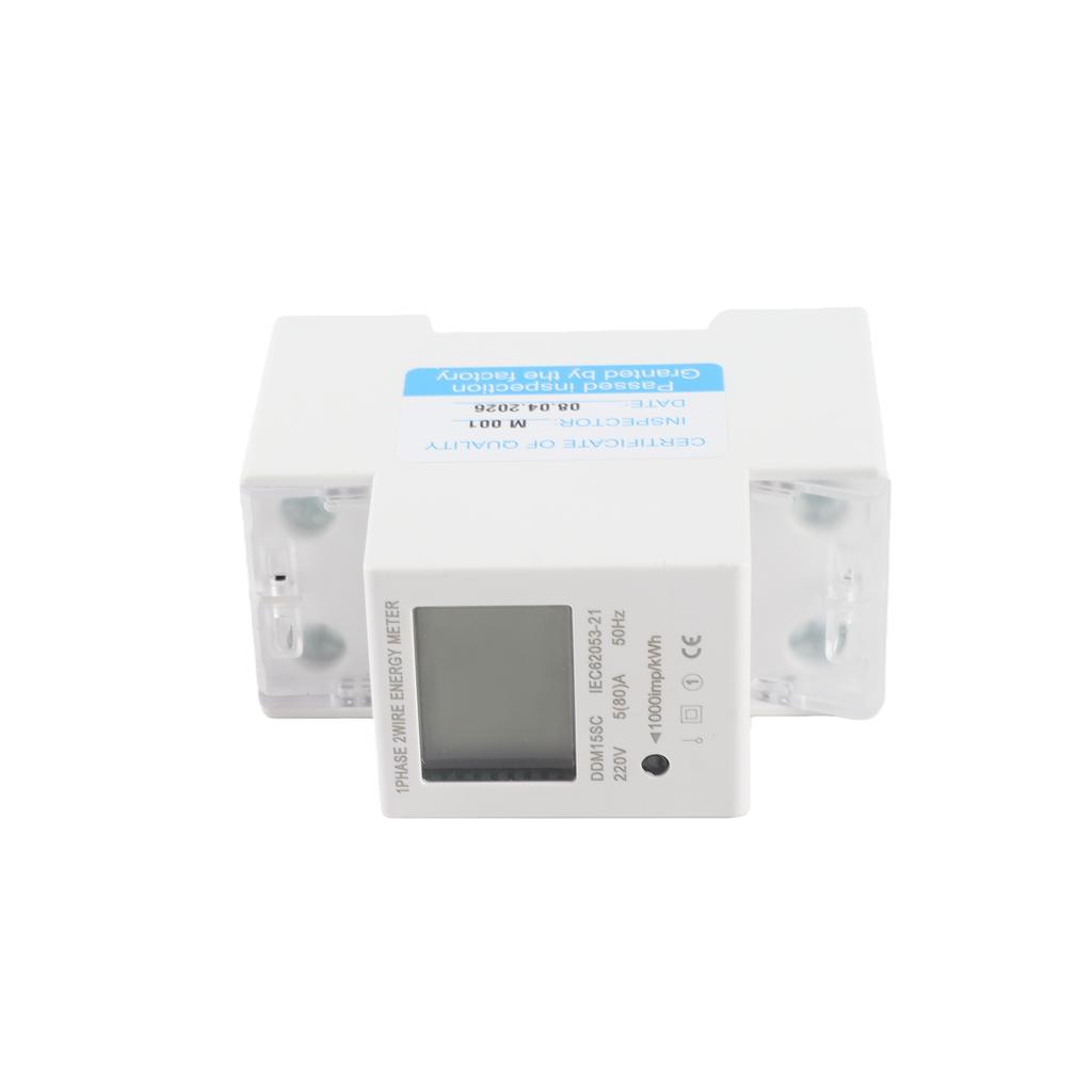 LCD Digital Display Single Phase DIN Rail Energy Meter 5 80A 50Hz Electronic KWh Meter Power Consumption Monitor DDM15SC
