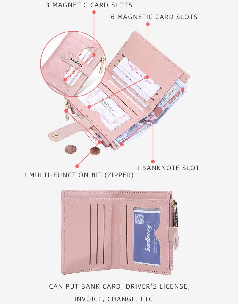 Baellerry Hasp Bifold Wallets Women Fashion Card Holder PU Leather Casual Design Coin Purse Wallet