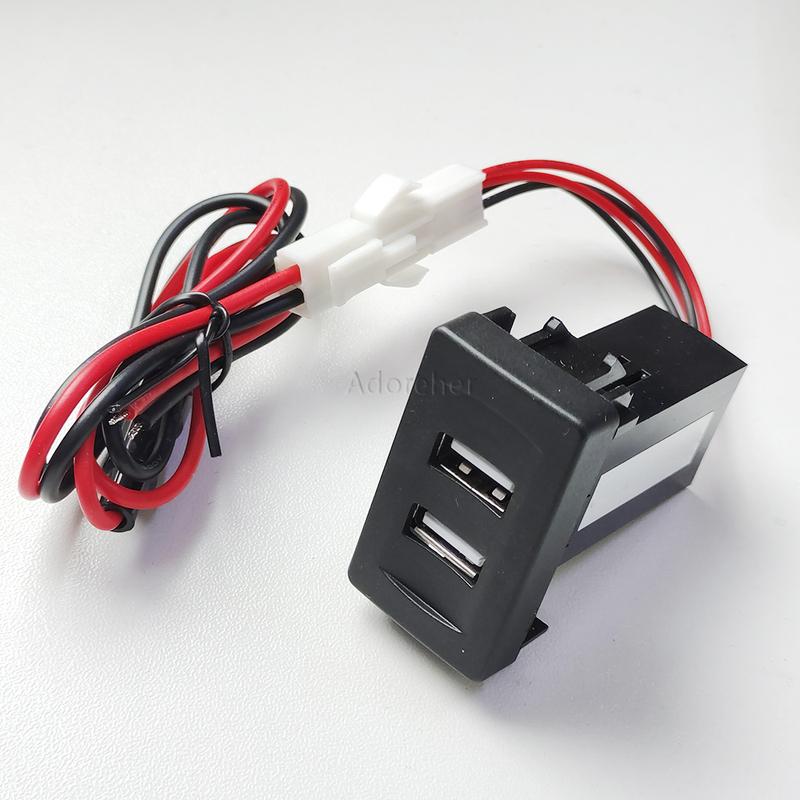 1 шт. Подходит для VW Transport T4 Автомобильное двойное USB-гнездо Зарядное устройство Синяя подсветка Двойной USB-порт Адаптер для зарядки питания