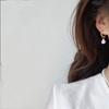 Hip-hop Personality Shiny Teardrop-shaped Zircon Pendant Gold Color Stainless Steel Hoop Earrings for Women Fashion Jewelry Gift