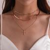 Модное колье с кристаллами, колье с подвеской-крестом, многослойные модные items для женского темперамента