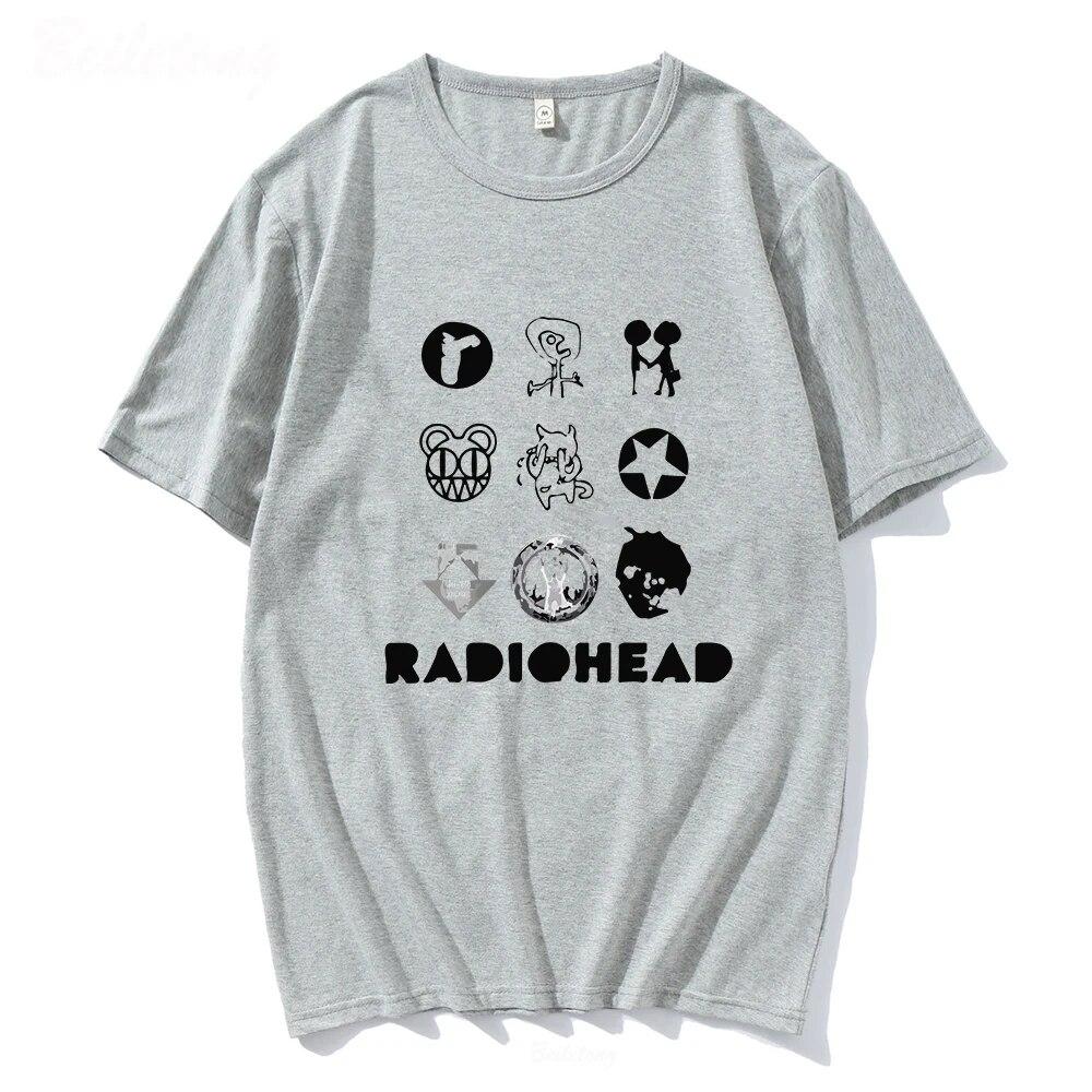 Классическая футболка Radiohead, унисекс и женская 100% хлопок, свободные топы с принтом для поклонников инди-группы Rock Boy, японская станция, музыкальные футболки, мужские топы, футболка унисекс