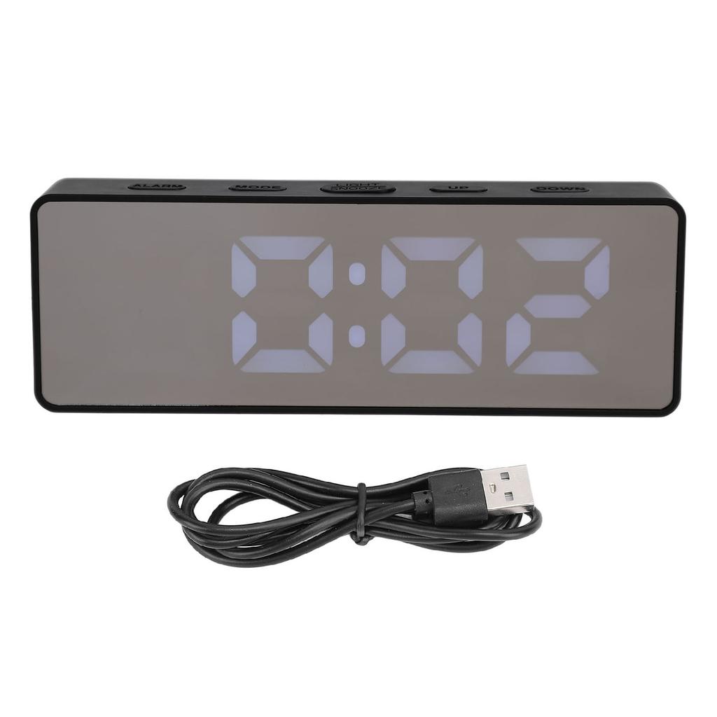 LED Digital Alarm Clock Time Date Temperature Display Stylish Look Electric Clock for Bedroom Living Room Office Black