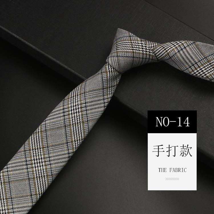 Men'S Cotton Tie Vintage British Nordic Japanese College Style Student Ins Shirt Narrow Plaid Grey Gentleman Tide