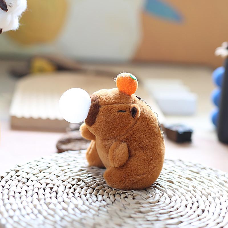 15Cm Cute Bubble Spitting Capibala Pendant Plushie Dolls Stuffed Plush Doll Capybara Toys Bag Keychain Ornaments For Kids Gifts