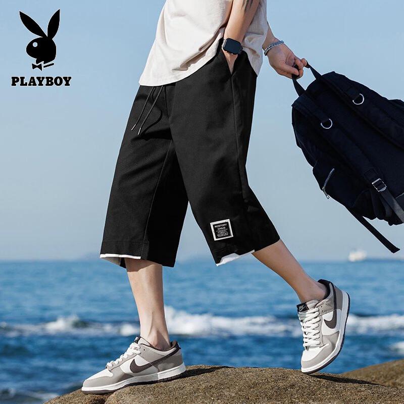 PLAYBOY Мужские повседневные тонкие спортивные шорты-семьвосьмерки