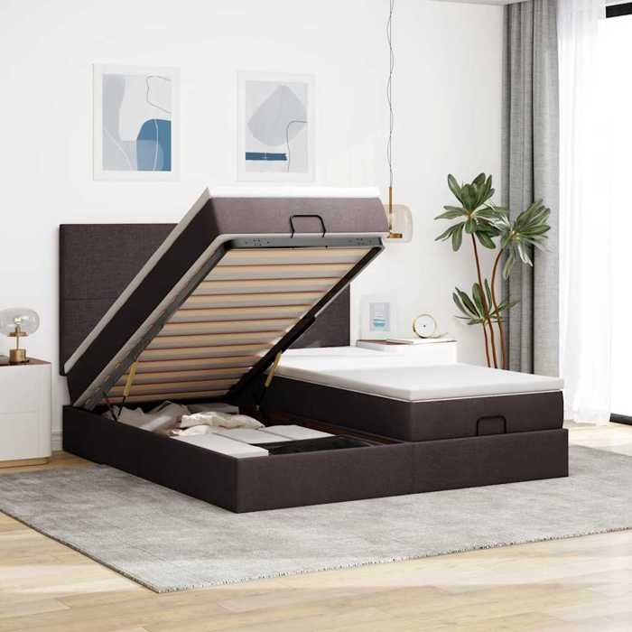 Maison Exclusive - Cadre de lit ottoman avec matelas marron foncé 180x200 cm tissu