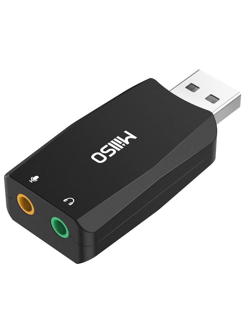 Адаптер преобразования звука USB MillSO, внутренняя запись, USB-кабель для наушников, 3-полюсный микрофон, адаптер преобразования, совместимый с Piano Black